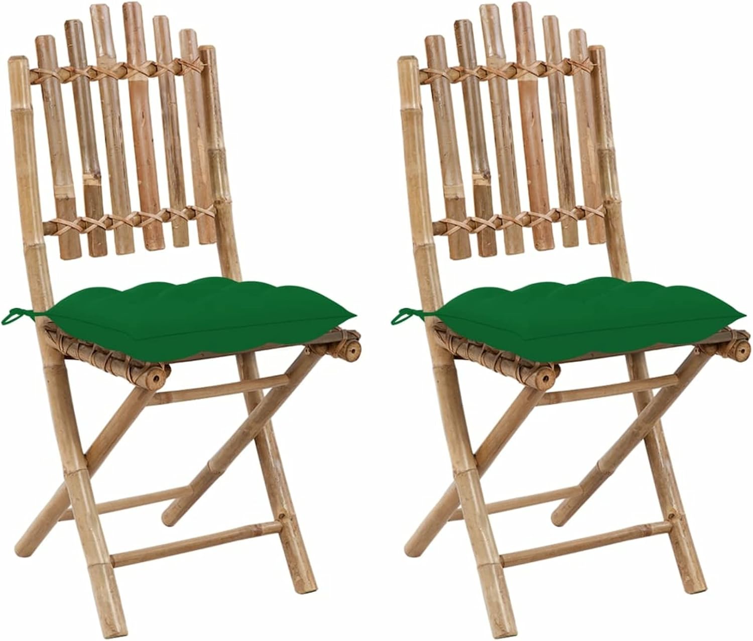 Chenshu LG - Chaises de jardin pliables 2 pièces en bambou - Coussins confortables pour balcon et patio-Nestuphut