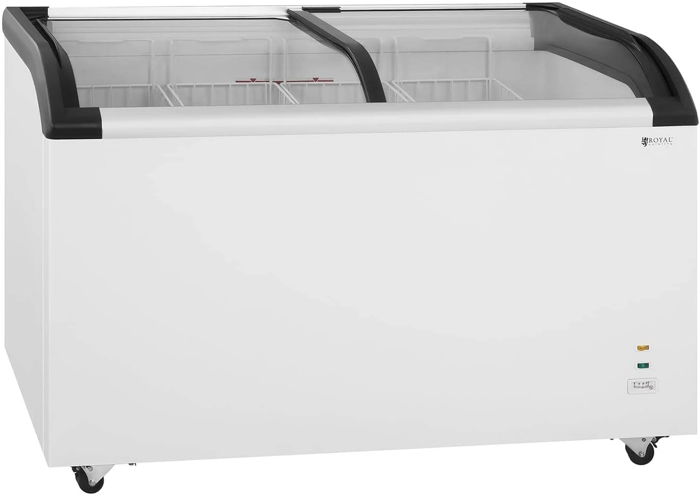 Royal Catering RCFZ 355 congélateur coffre professionnel blanc - 355 L avec 4 corbeilles - moins 18 à moins 25 C acier aluminium - portes coulissantes verrou 2 clés-Nestuphut