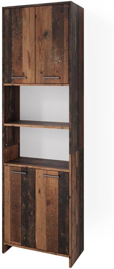 Vicco Maris meuble rangement salle de bain chêne rustique - 56,1 x 30 x 190 cm bois d ingénierie - porte battante pieds réglables - montage au sol limite 15 kg-Nestuphut