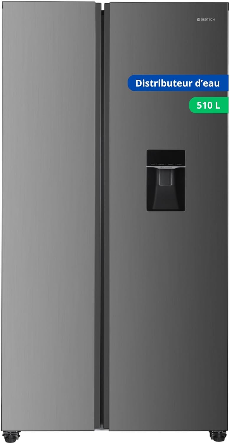GEDTECH GSBS510IXT réfrigérateur multi portes inox - 510 L avec 324 L et 181 L - côte à côte grande capacité - autonome 2 portes dégivrage automatique-Nestuphut
