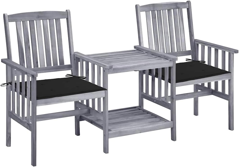 Chaises de jardin Générique avec table à thé et coussins - Acacia solide - salon extérieur confortable-Nestuphut