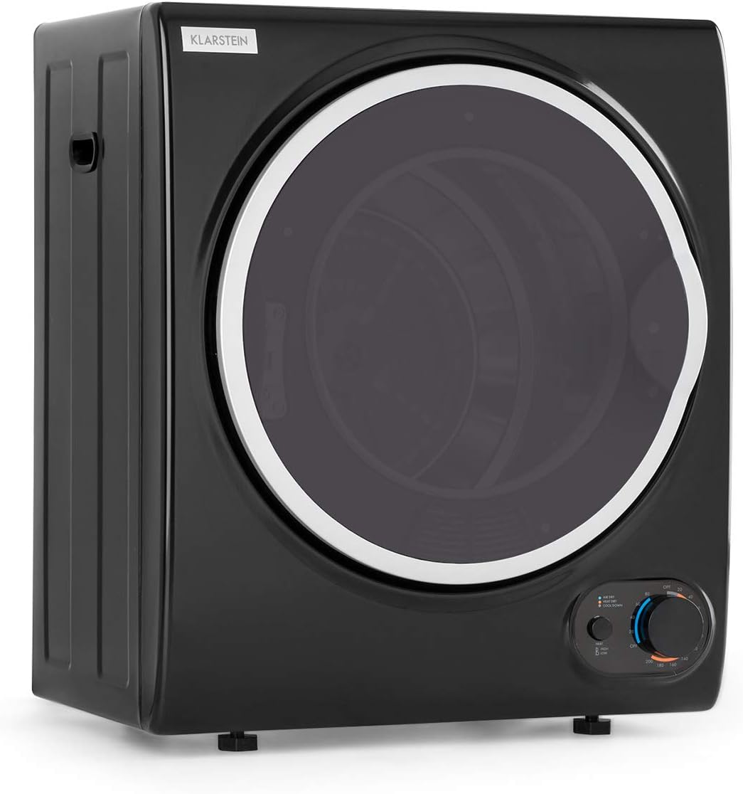 KLARSTEIN Jet Set 2500 Sechoir Compact 2 5Kg 850W Extraction PTC 60C Minuterie 20-200min Pose Libre Encastrable Noir Portable Petit Espace - KLARSTEIN Jet Set 2500 Sechoir Compact 2 5Kg 850W PTC Reglable Portable-Nestuphut