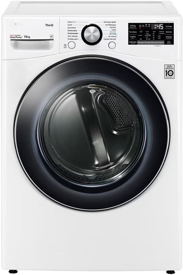 LG Seche Linge Condensation RH8P12WH Haute Capacite 18Kg Chargement Frontal Tambour Inox Sechage Rapide Textile Familial - LG Seche Linge Condensation RH8P12WH 18Kg Haute Capacite Solution Sechage Grande Charge Usage Familial Intensif-Nestuphut