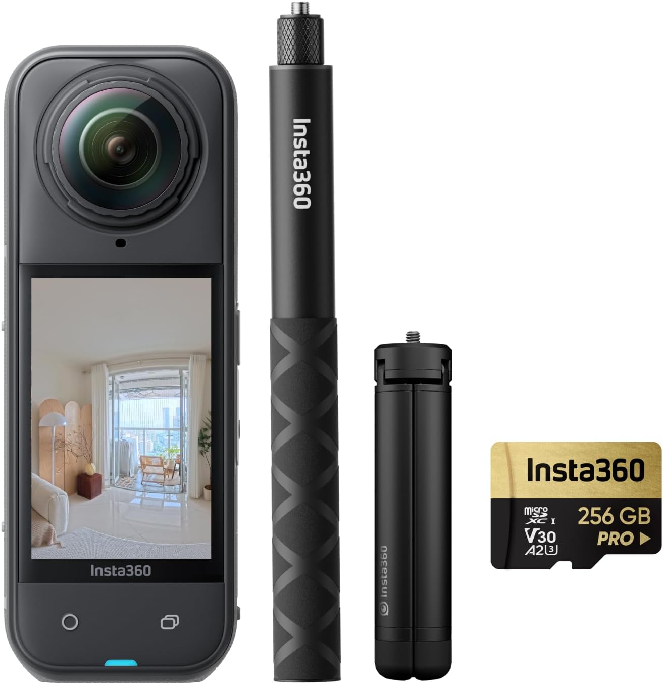 Caméra 360 degrés Insta360 X5 Pack Visite virtuelle - vidéo 8,192K - photo HDR 72 MP - perche invisible trépied - batterie 2400 mAh-Nestuphut