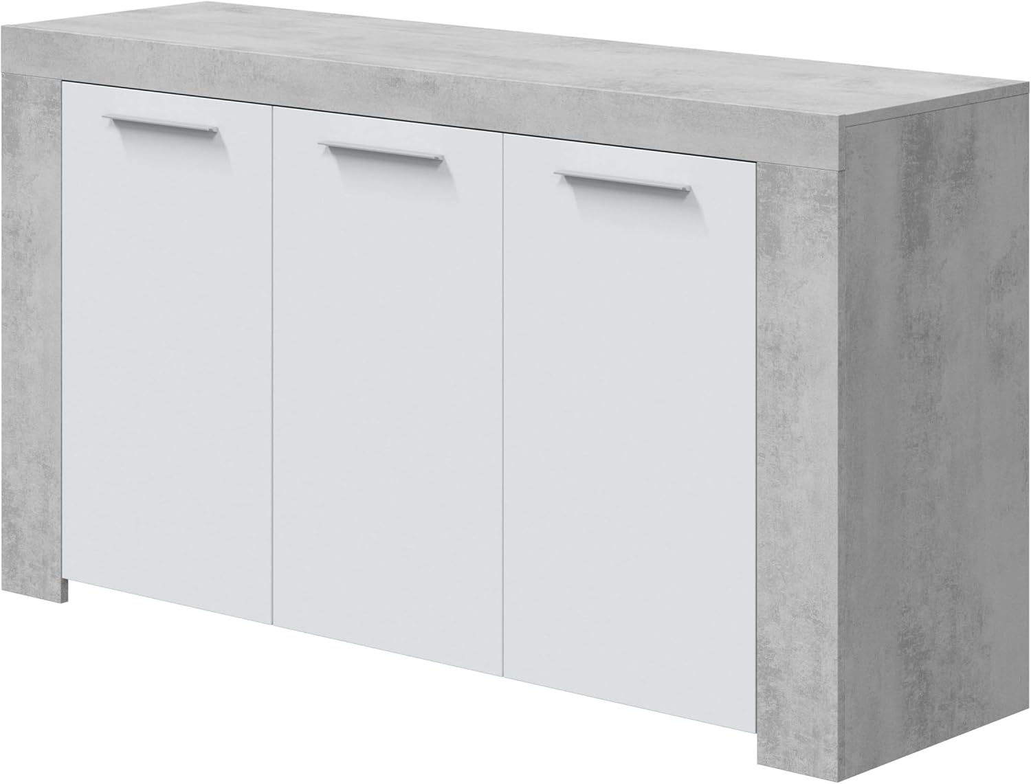 Buffet salle a manger Habitdesign Ambit 144 cm blanc artik beton meuble rangement moderne salon-Nestuphut