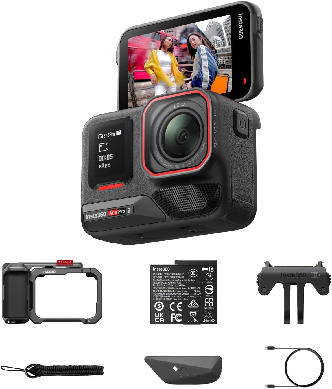 Insta360 Ace Pro 2 pack Xplorer gris ardoise - caméra d'action 8K Leica BSI CMOS écran 2.5 pouces USB-Nestuphut