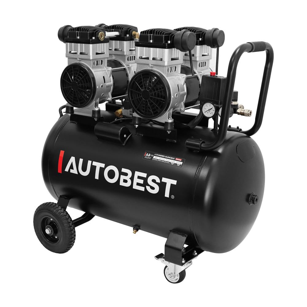 Compresseur 4 cylindres silencieux 100 L 3 CV noir 67 dB pour aérographie clouage gonflage pneu et soufflage-Nestuphut
