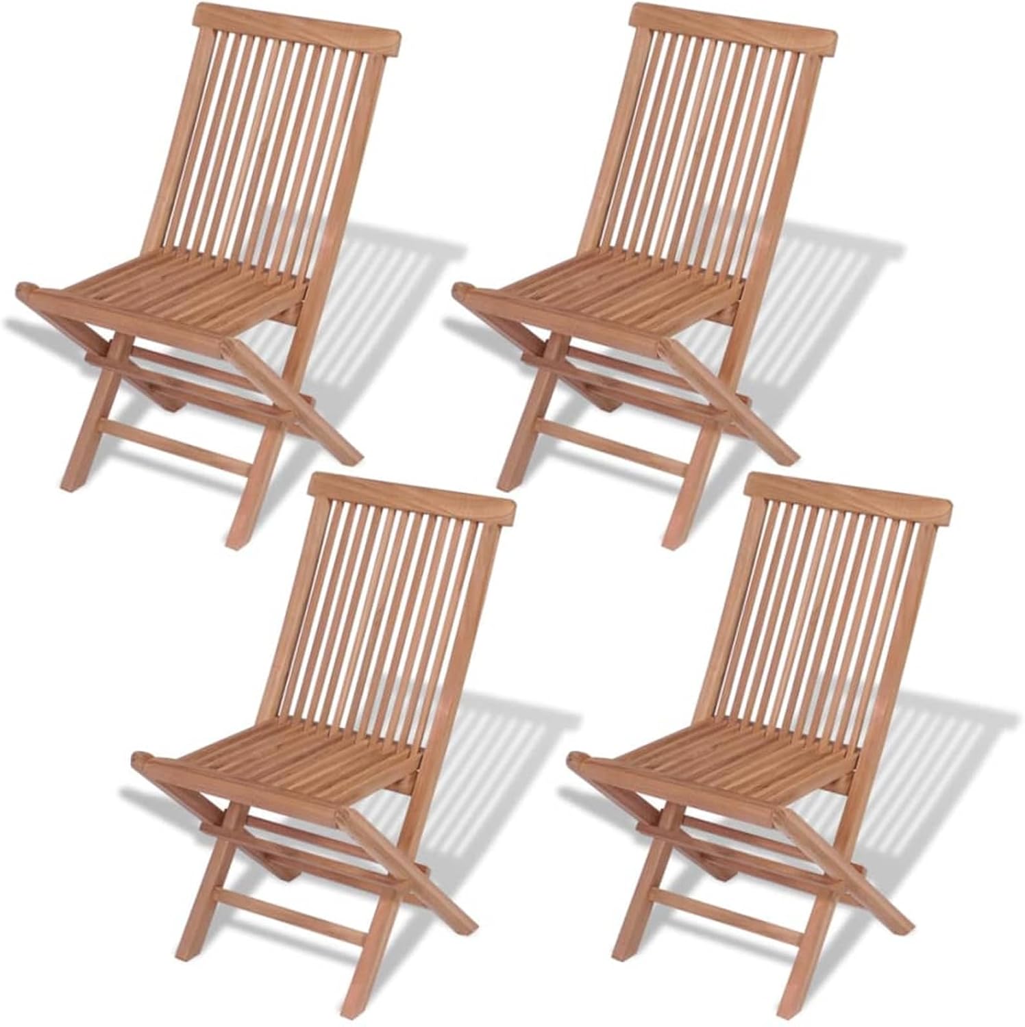 Lot de 4 chaises pliables de jardin ARKEM - Bois de teck solide - mobilier extérieur repas terrasse-Nestuphut
