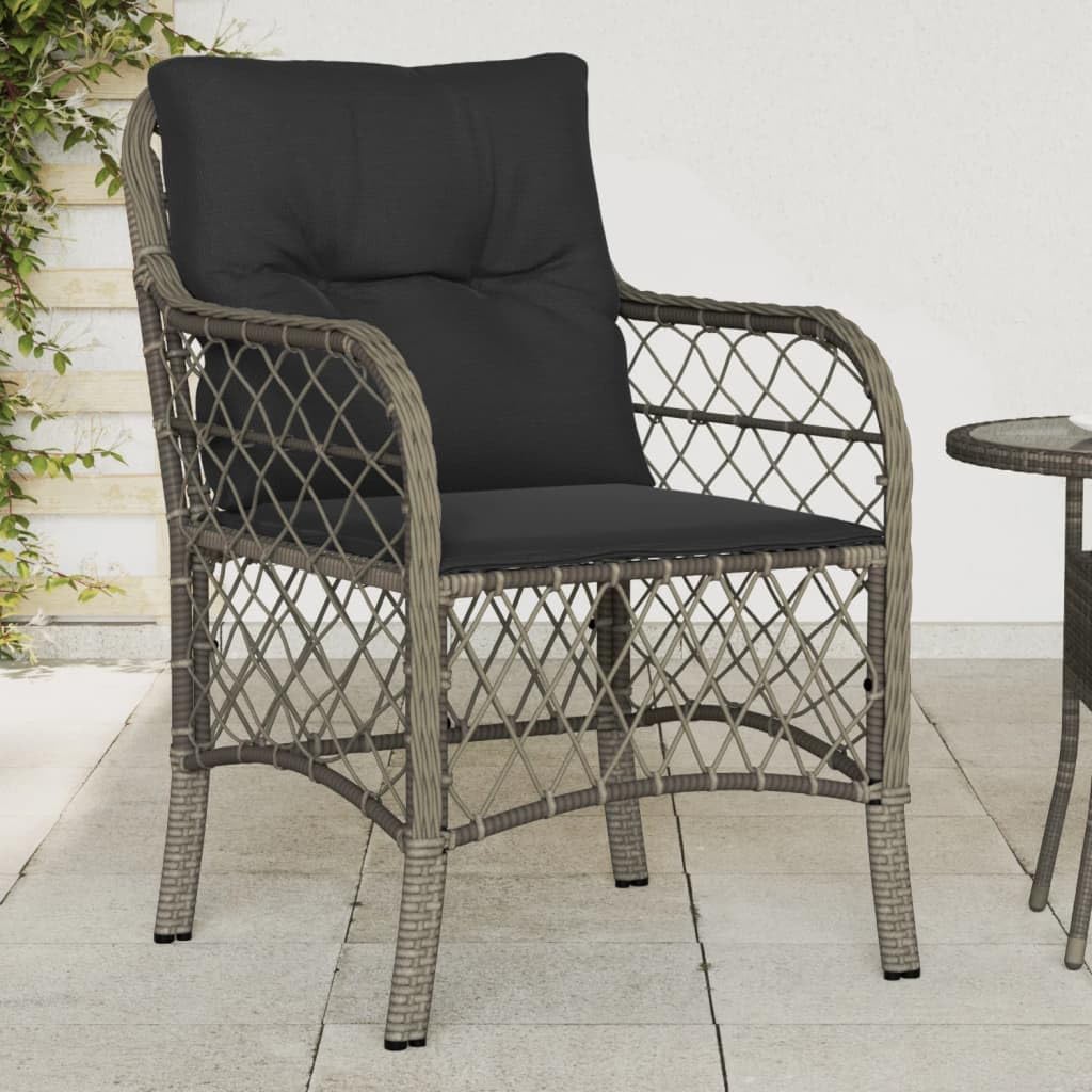 ShGaxin - Lot de 2 chaises de jardin grises avec coussins - Polyrotin plastique et métal pour extérieur-Nestuphut