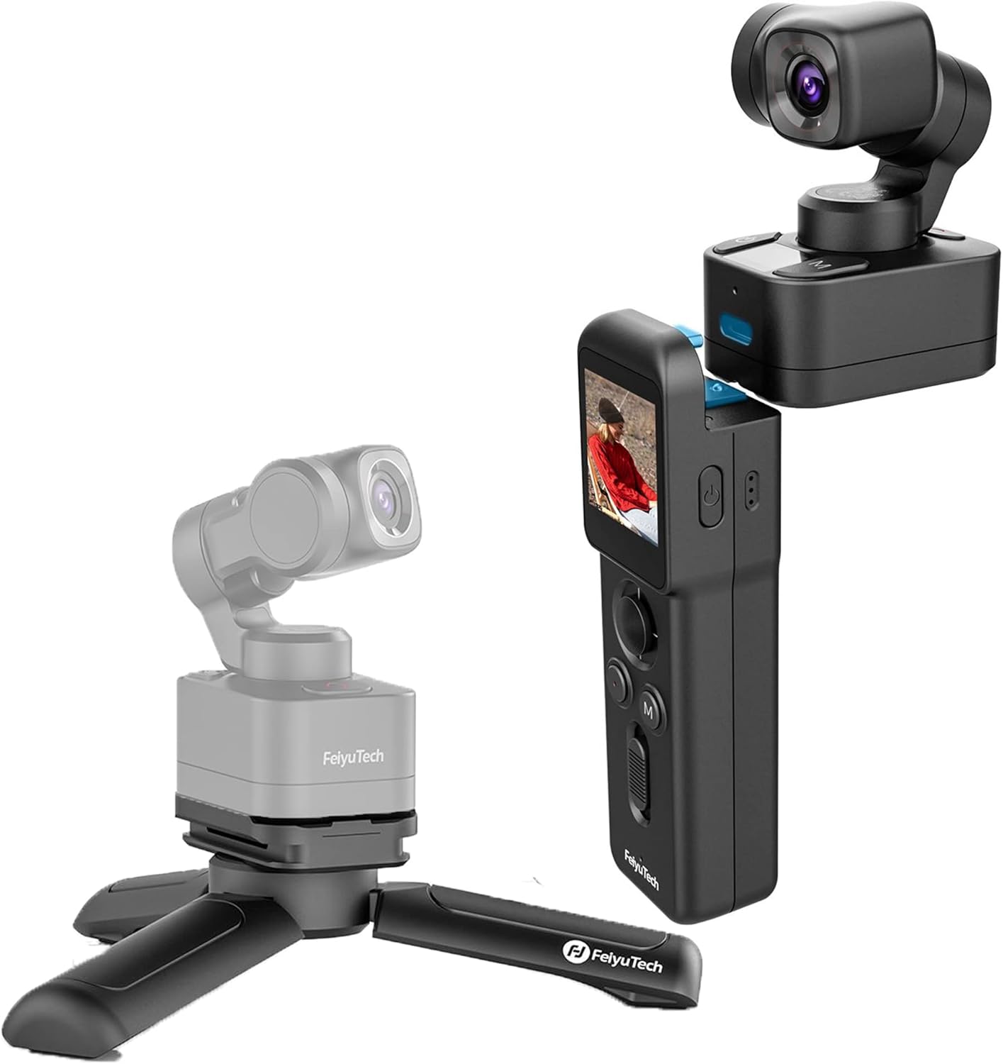 Feiyu Pocket 3 kit officiel - caméra sport 4K stabilisation 3 axes poignée détachable vue large 130 degrés noir-Nestuphut