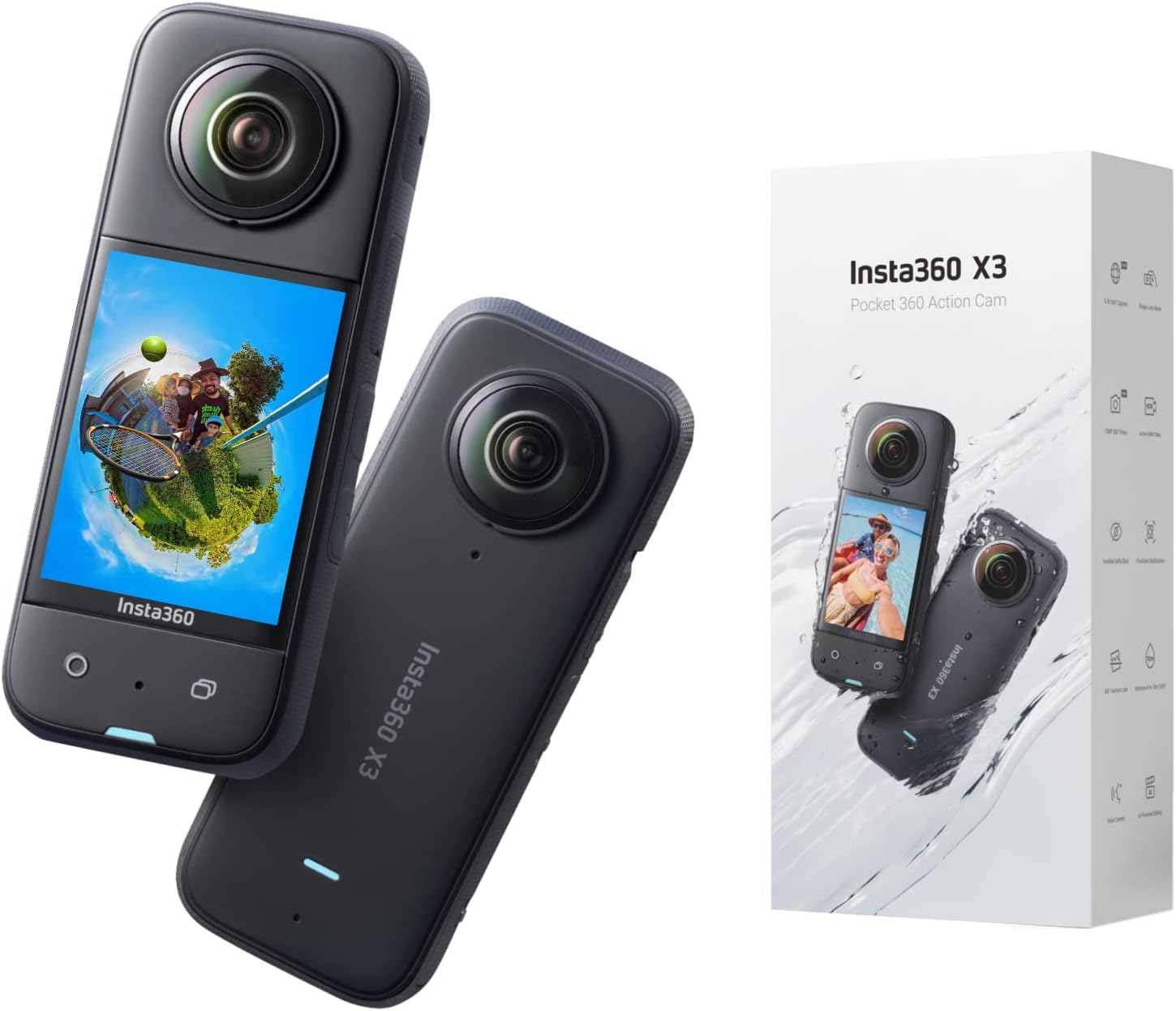 Appareil photo numérique Insta360 X3 - caméra 360 degrés - vidéo 5,7K et 4K - photo immersive - écran 2,29 pouces - Bluetooth-Nestuphut