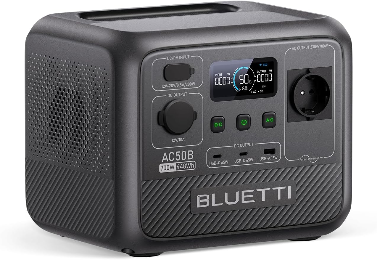 Station électrique BLUETTI AC50B - 448 Wh LiFePO4 700 W avec USB C PD et sortie CA-Nestuphut