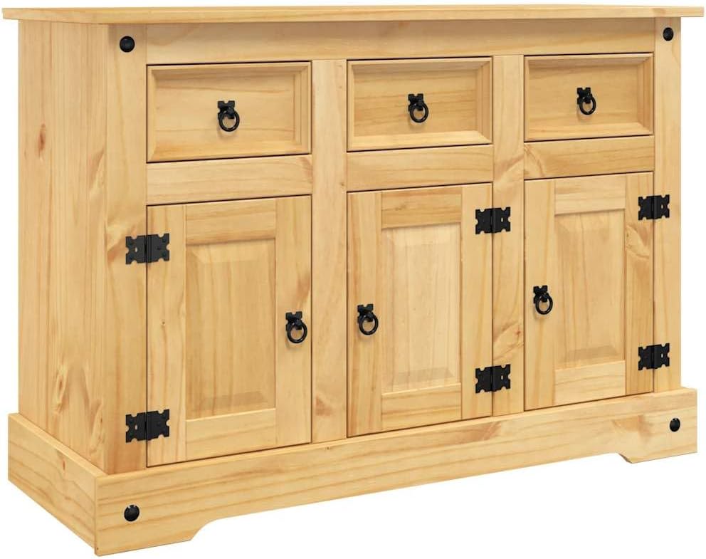 Buffet salle a manger vidaXL Corona 112 cm bois massif pin mexicain style campagne chic rangement-Nestuphut