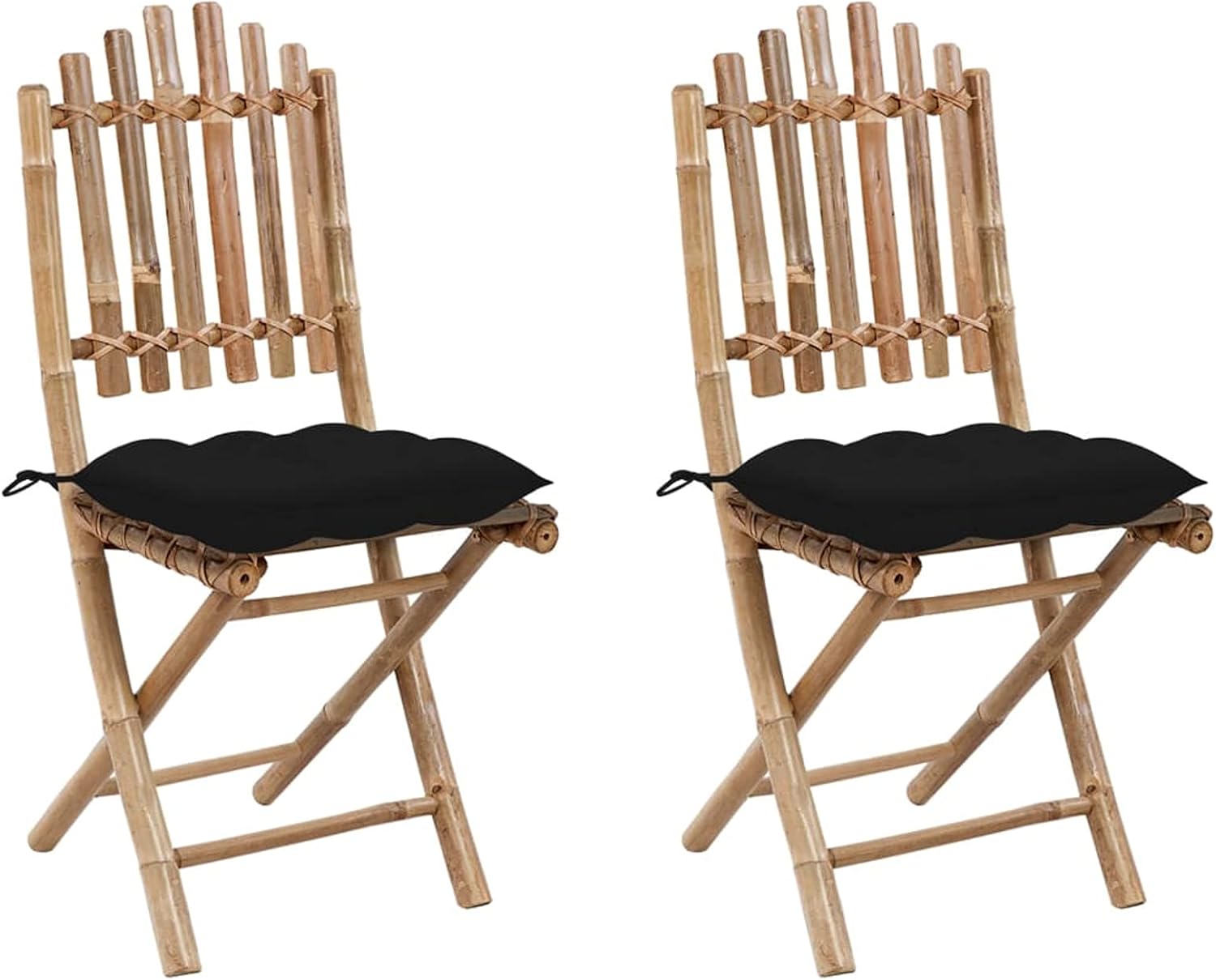 Chenshu LF - Lot de 2 chaises pliables de jardin en bambou - Coussins et design uni pour extérieur-Nestuphut