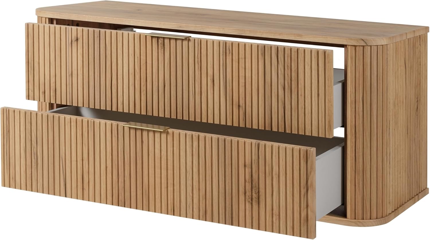 3E living meuble salle de bain chêne Craft - 120 x 41,5 x 51,7 cm montage mural - poignée dorée et étagère incluse - bois d ingénierie porte panneau plat-Nestuphut