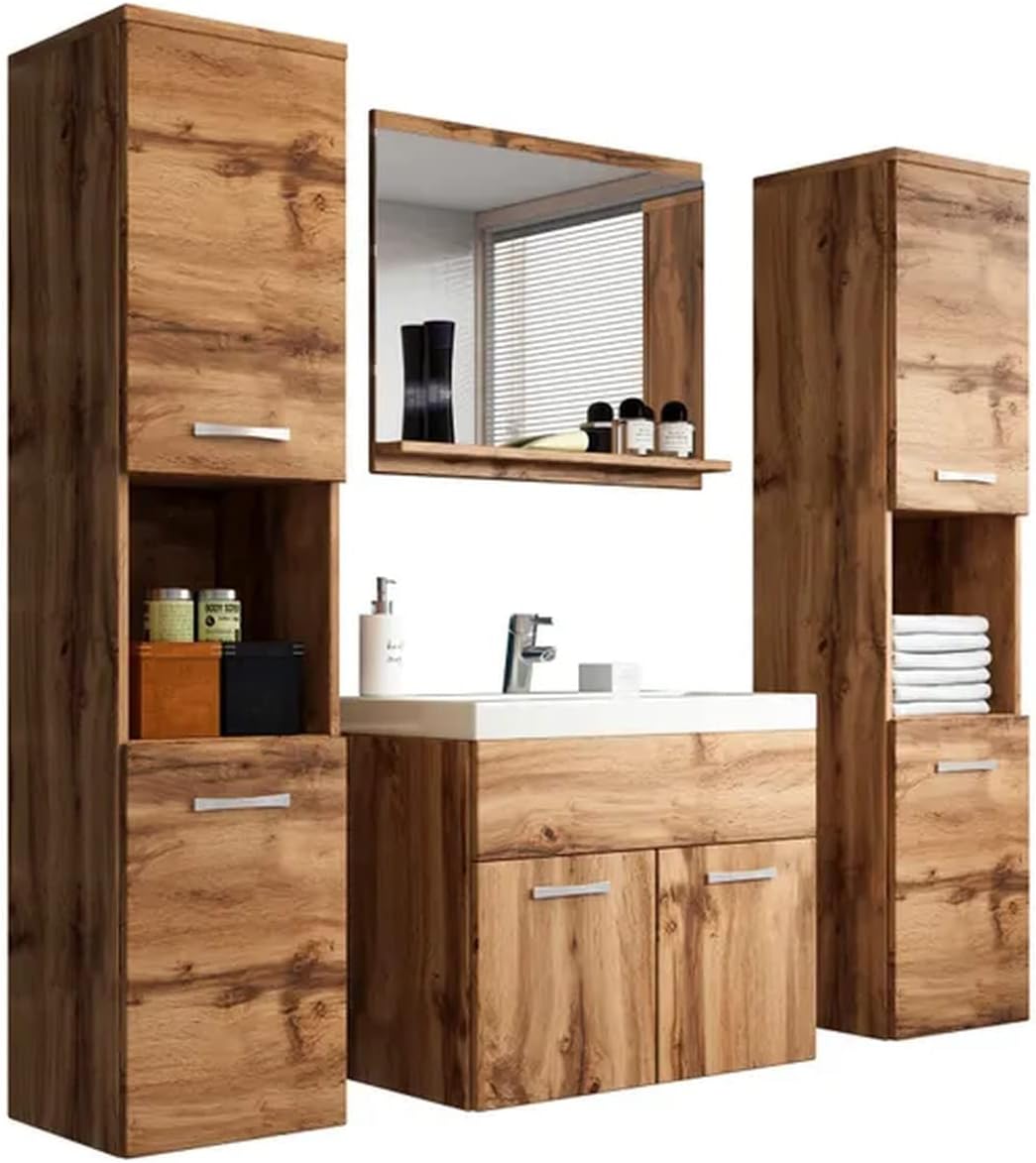 PIASKI Montréal XL ensemble meubles salle de bain Wotan - lavabo inclus style moderne - taille One Size - poids 60 kg pour aménagement salle de bain-Nestuphut
