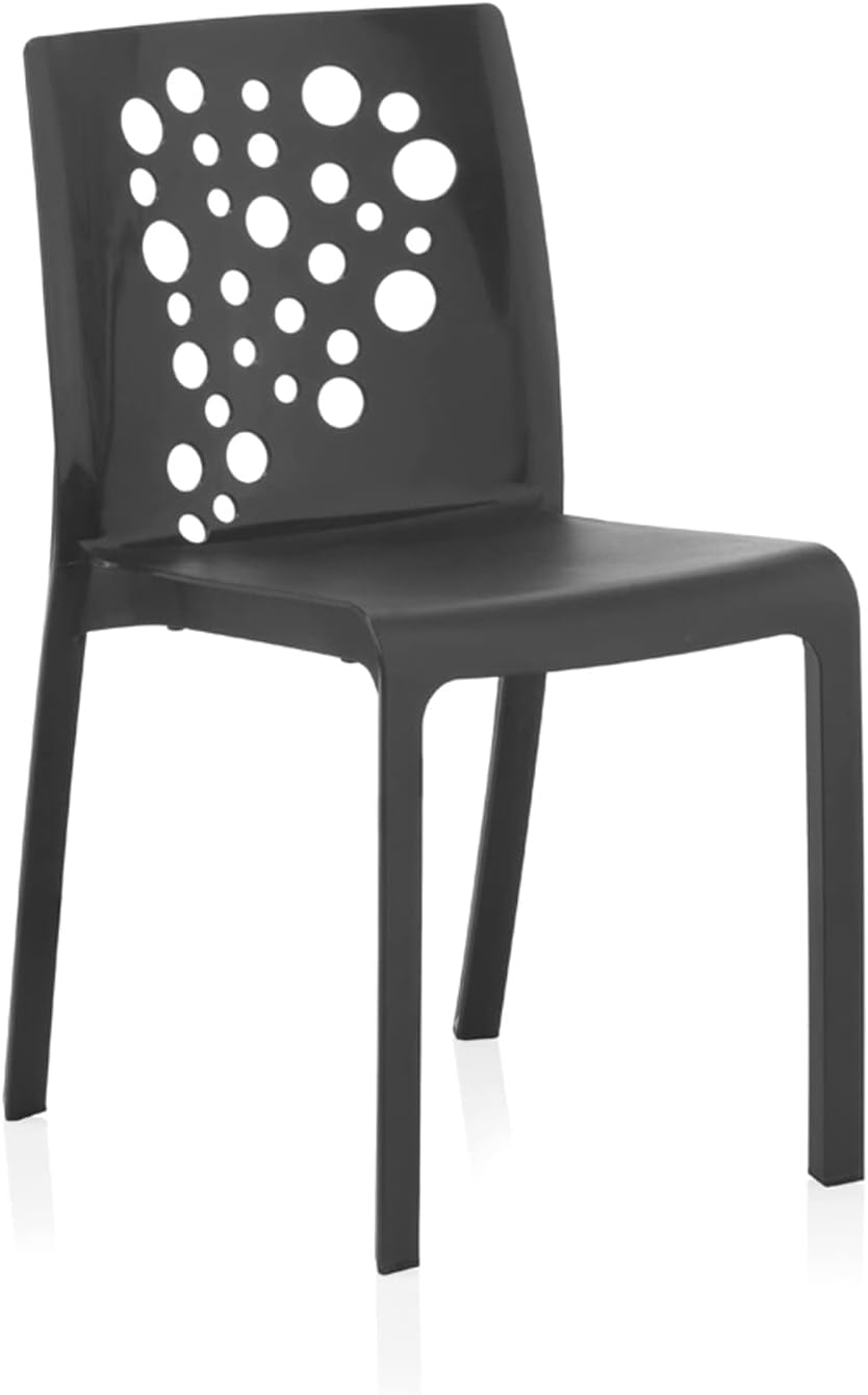 PEGANE lot de 6 chaises jardin anthracite - 48 x 54 x 81 cm empilables en résine - dossier plein ergonomique - mobilier extérieur terrasse balcon-Nestuphut
