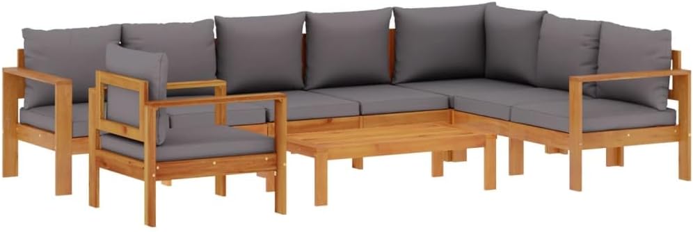 vidaXL Salon de Jardin 6 pieces bois d acacia massif canapé modulable mobilier extérieur jardin-Nestuphut