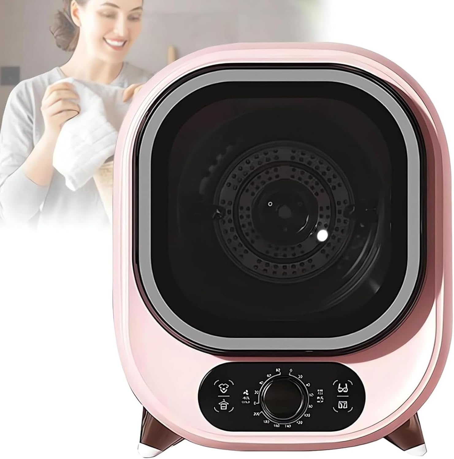 Petit Seche Linge Compact Portable 5Kg Condensation Ventilee Installation Murale ou Plan de Travail Rose 5Kg Espace Reduit Domestique - Seche Linge Compact Portable 5Kg Installation Flexible Solution Sechage Petit Espace Usage Domestique-Nestuphut