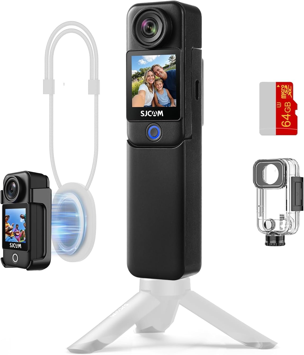 SJCAM C300 caméra d'action de poche - 4K autonomie 7 heures double écran tactile noir Bluetooth Micro SD-Nestuphut