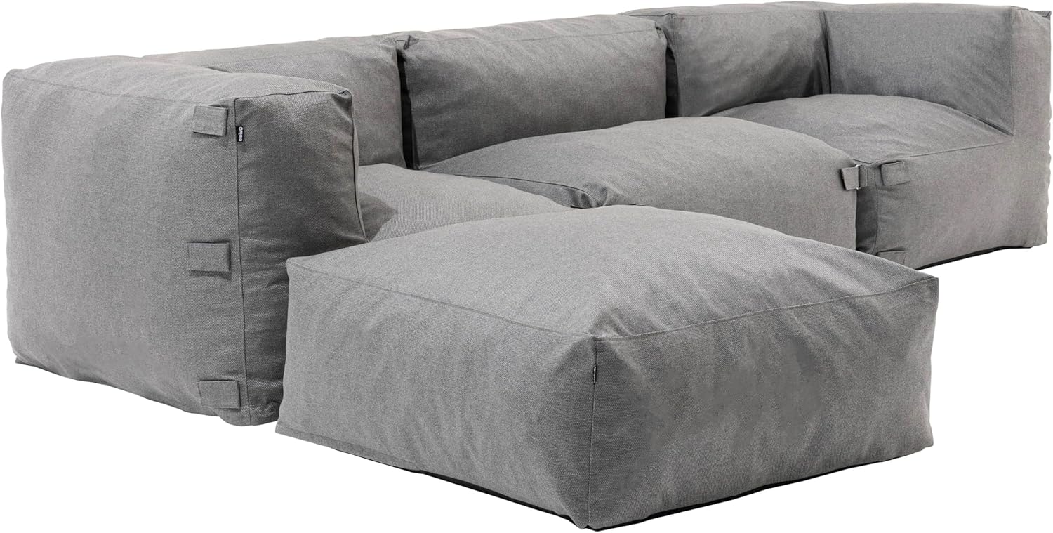 Oviala Mixi canapé d angle jardin gris - 255 x 85 x 65 cm 4 places modulable - poids 54 kg - style moderne terrasse extérieur-Nestuphut