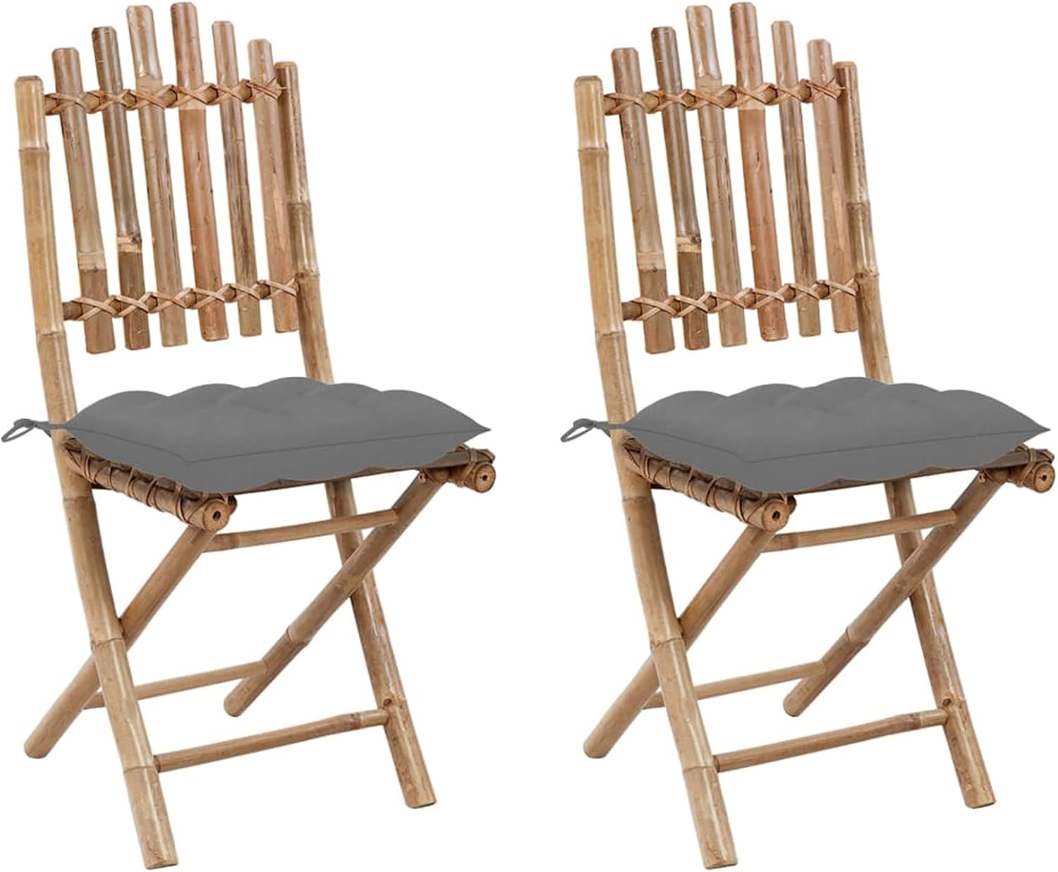 Chenshu LK - Lot de 2 chaises de jardin pliables en bambou - Assise avec coussins pour repas extérieur-Nestuphut
