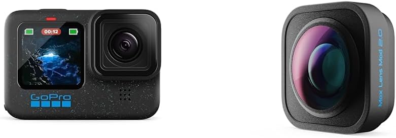 GoPro HERO12 Black - Caméra d action étanche - Vidéo Ultra HD 5,3K60 HDR stabilisation et Max Lens Mod 2.0-Nestuphut