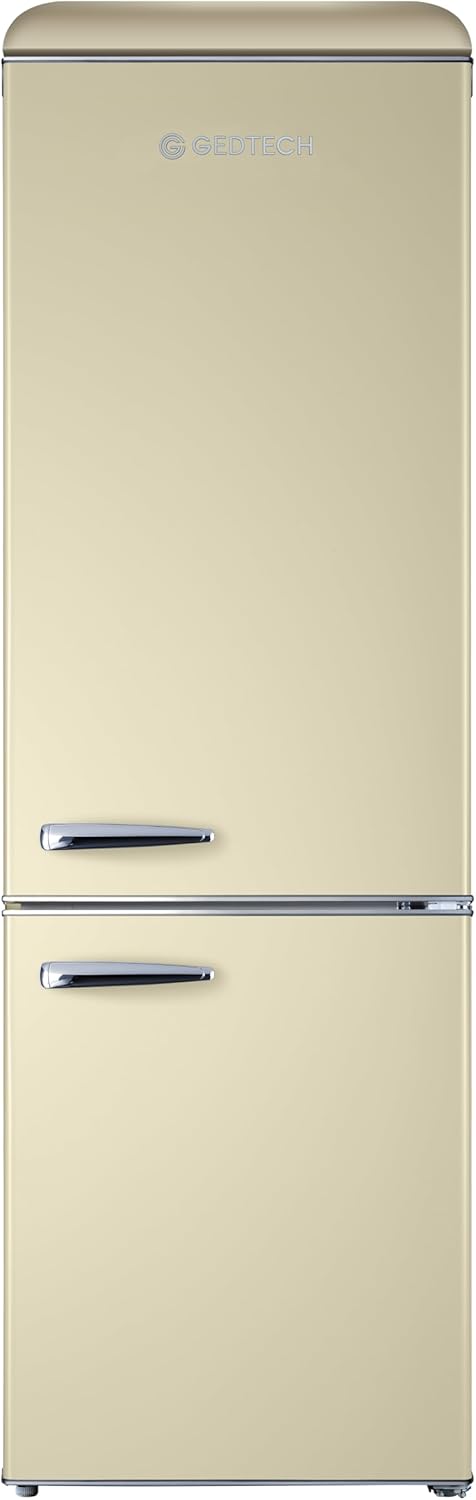 GEDTECH Réfrigérateur Combiné Vintage GCBV310CR 310L Crème Congélateur Bas Pose Libre Faible Consommation-Nestuphut