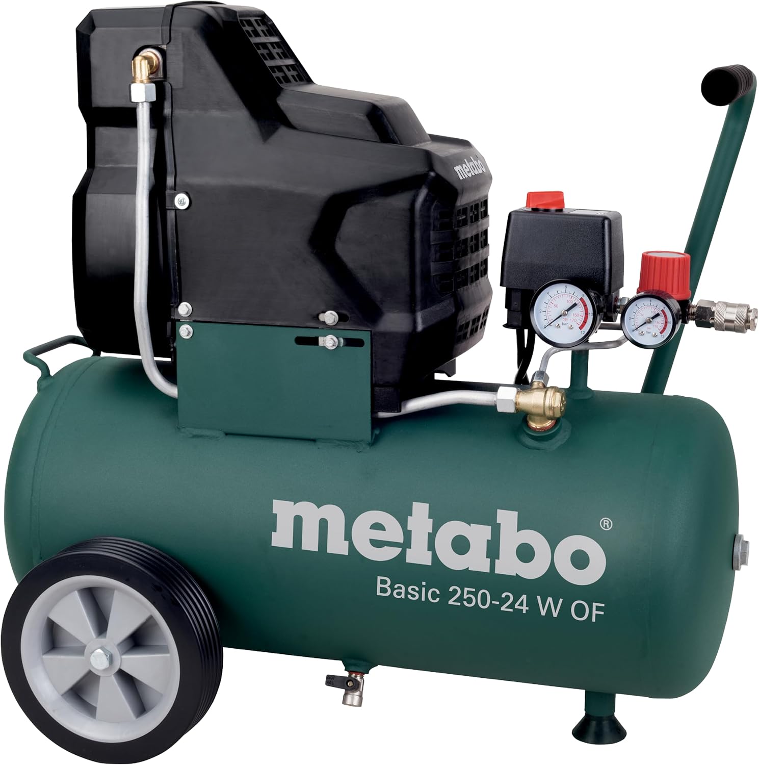 Compresseur Metabo Basic 250-24 W OF 24 L 8 bar sans huile 1500 W 230 V avec manomètre pour applications mobiles-Nestuphut