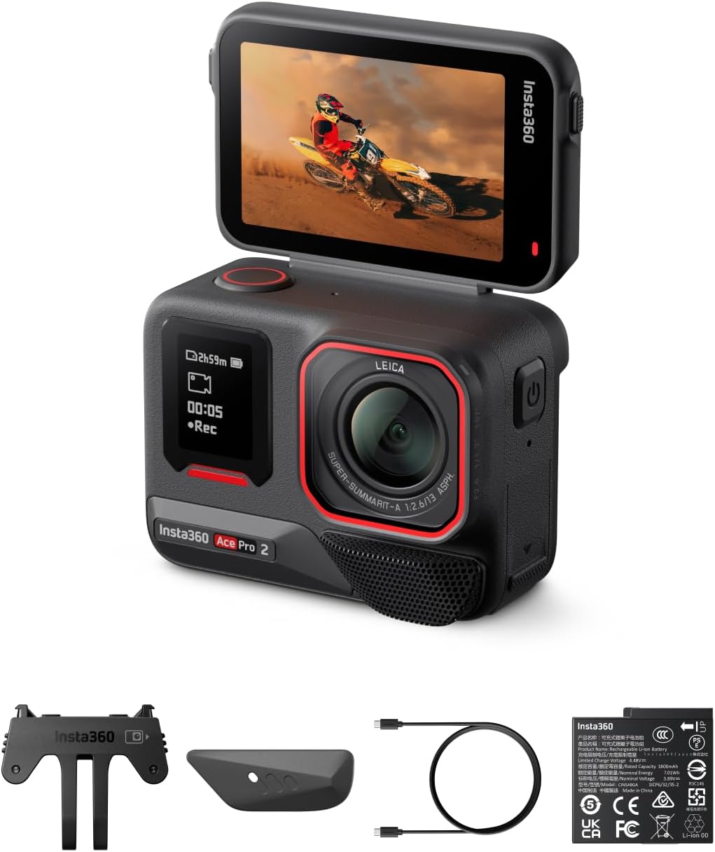 Insta360 Ace Pro 2 pack standard - caméra d'action 8K étanche Leica double puce IA basse lumière écran rabattable-Nestuphut