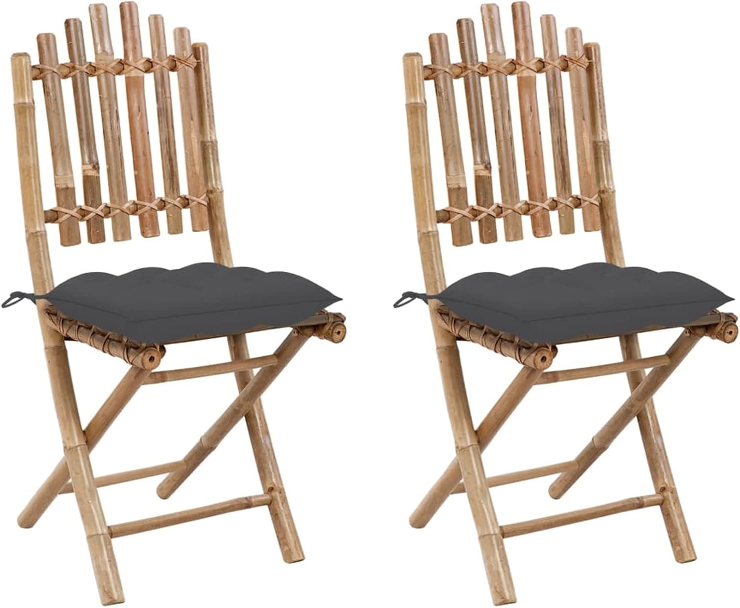 Chenshu LL - Lot de 2 chaises de jardin pliables en bambou - Coussins inclus pour terrasse et balcon-Nestuphut