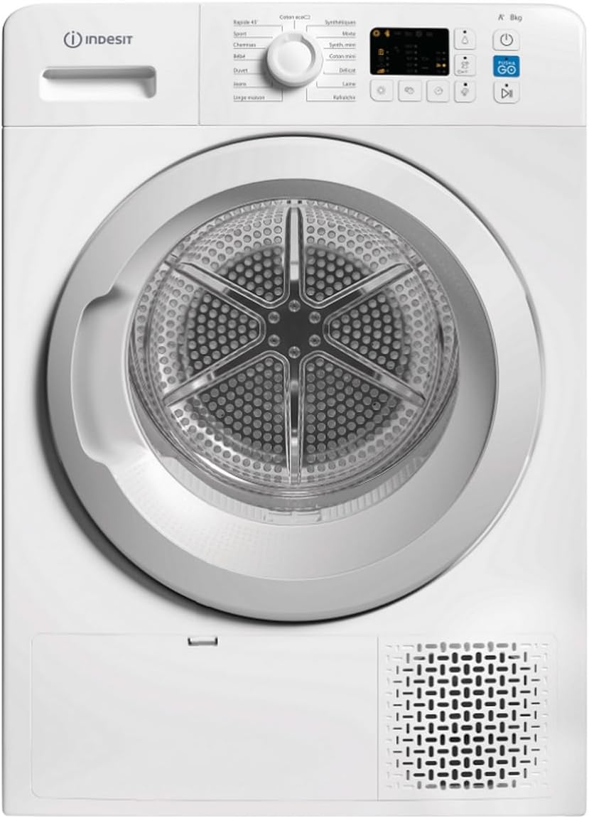 Indesit YTNM1081FR sèche linge condensation blanc - 8 kg charge frontale - porte réversible - acier inoxydable et acier 50 kg-Nestuphut