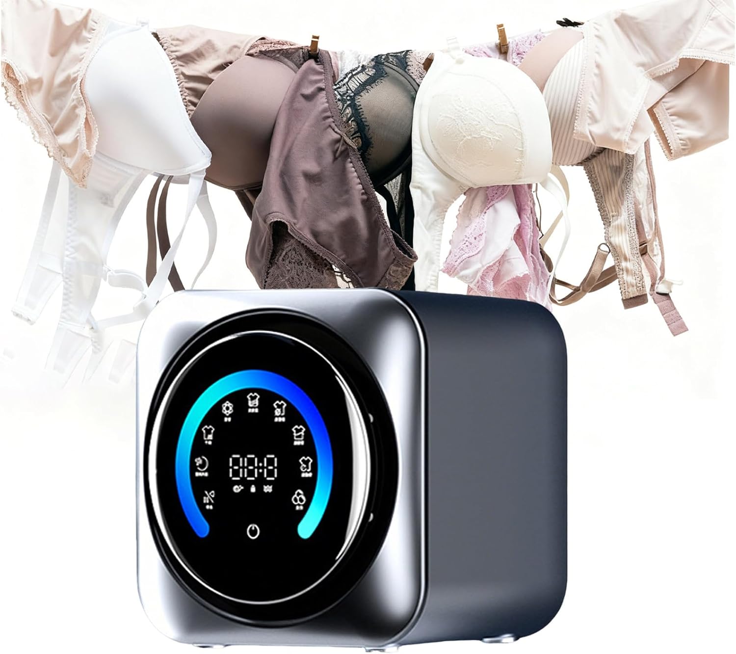 FRANREADER mini lave linge mural Desktop - lave linge séchant 2 en 1 - séchage haute température sous vêtements chaussettes - tambour acier inoxydable 4,7 kg-Nestuphut