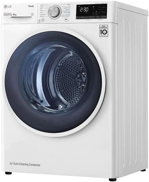 LG RH80V9AVHN sèche linge blanc - 8 kg pompe à chaleur DUAL Inverter - WiFi SmartThinQ Eco Hybrid Allergy Care - pose libre charge frontale-Nestuphut