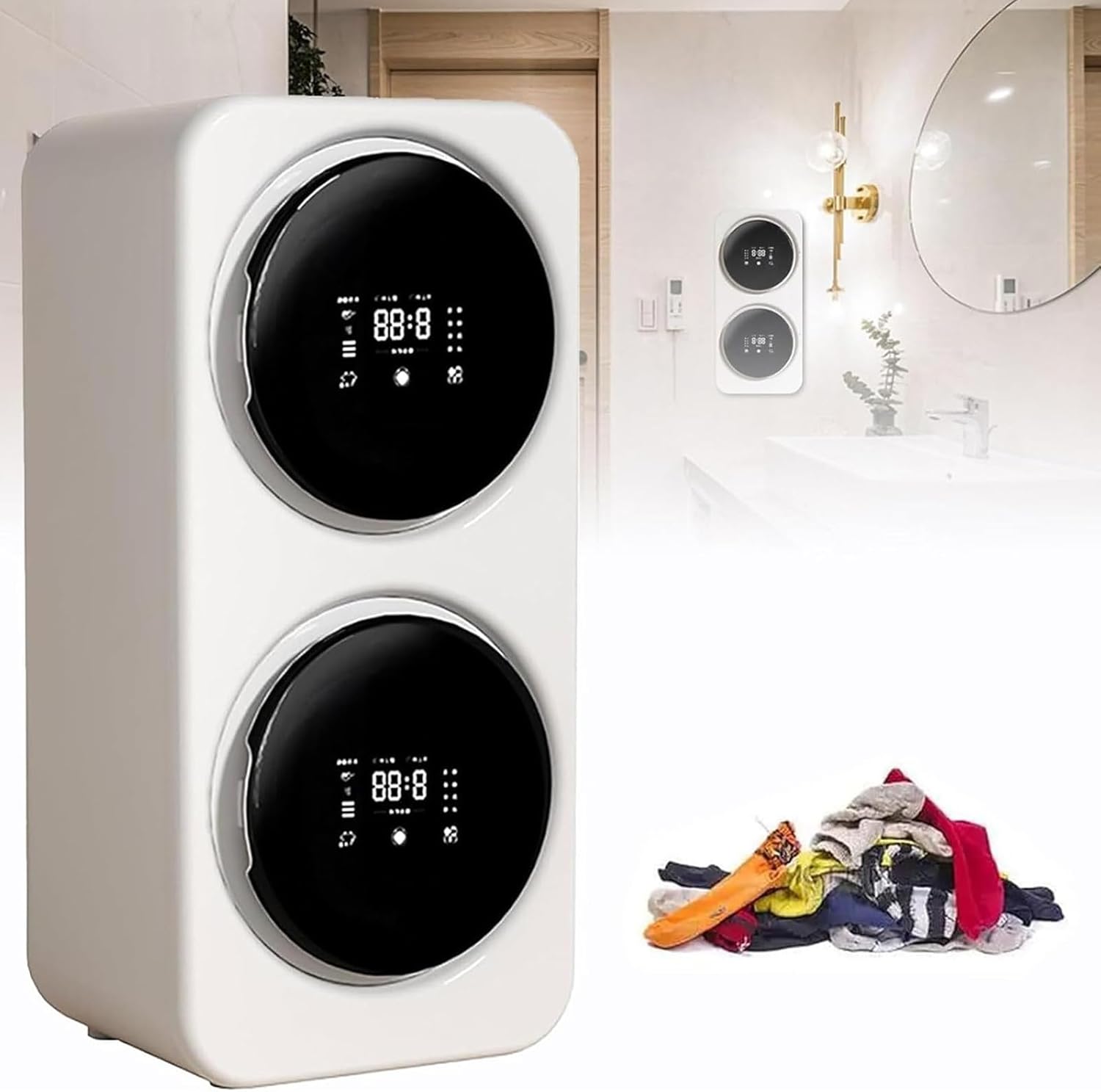 ZSETG duan147 915696 lave linge séchant portable multicolore - 2 en 1 double cuve 3,5 L - 4 modes écran LCD - chaussettes sous vêtements appartement camping car dortoir-Nestuphut
