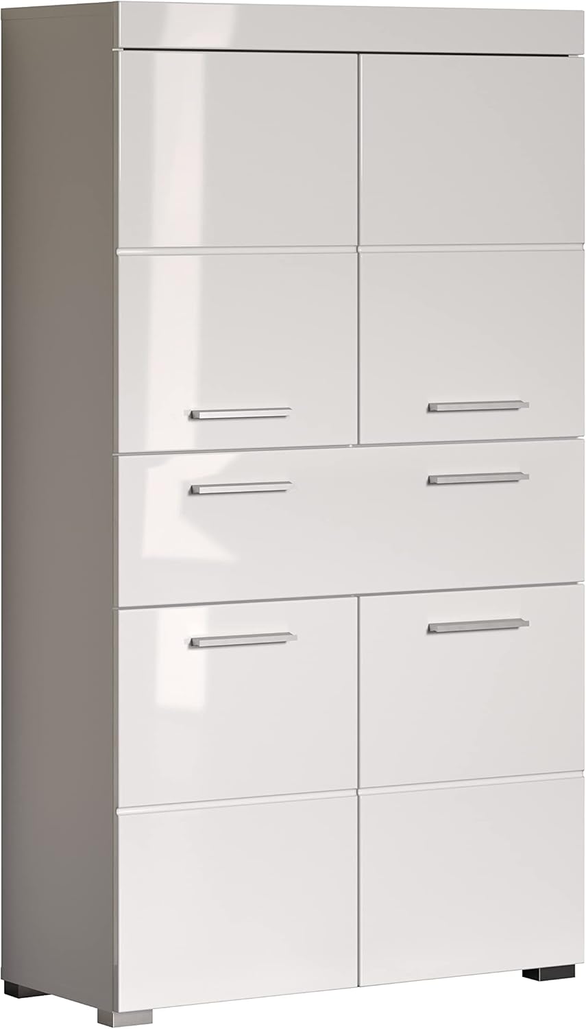Meuble salle de bain mural Trendteam Amanda blanc blanc brillant placard haut rangement 73 x 132 x 31 cm-Nestuphut