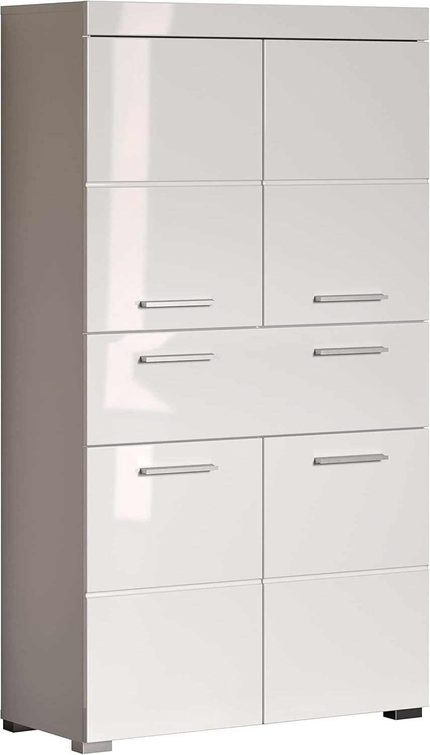 Meuble salle de bain mural Trendteam Amanda blanc blanc brillant placard haut rangement 73 x 132 x 31 cm-Nestuphut