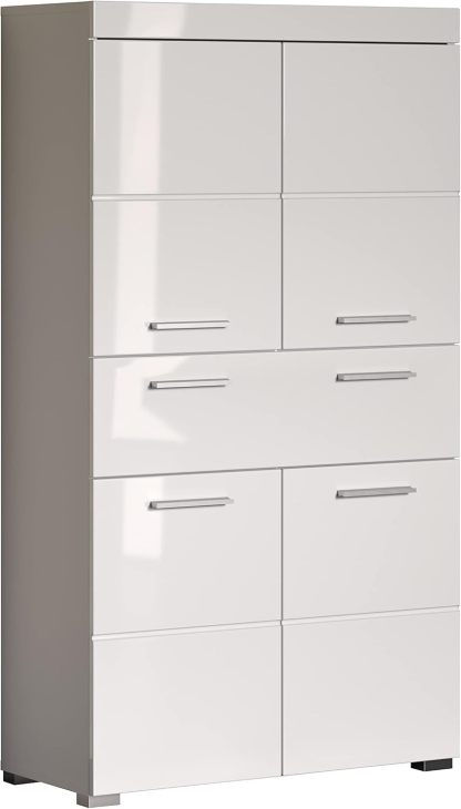 Meuble salle de bain mural Trendteam Amanda blanc blanc brillant placard haut rangement 73 x 132 x 31 cm-Nestuphut