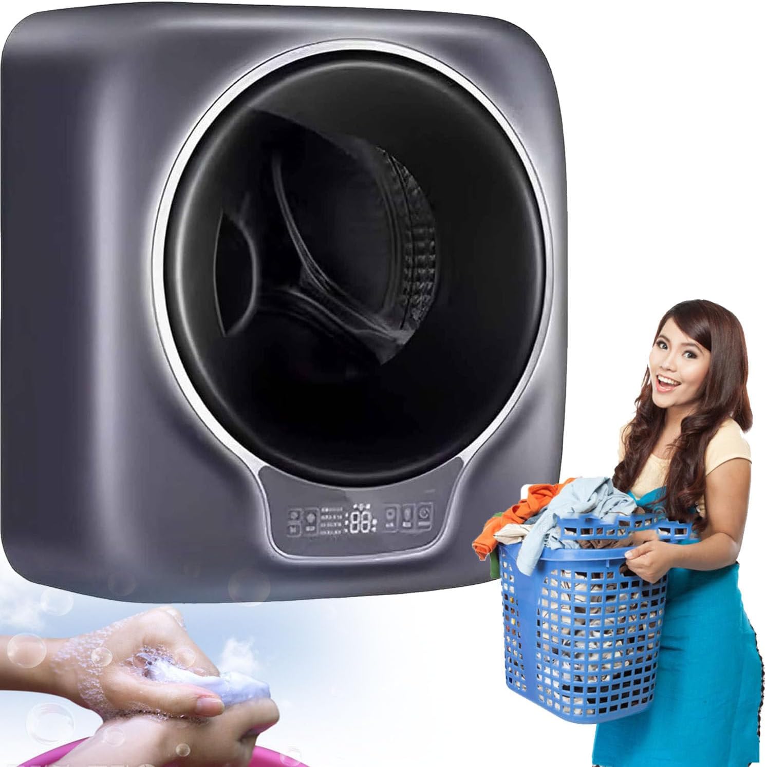 YANGYMM mini lave linge séchant mural - 3 kg charge frontale tambour acier inoxydable - commandes tactiles - entièrement automatique pour chambre étudiant salle de bain cuisine-Nestuphut
