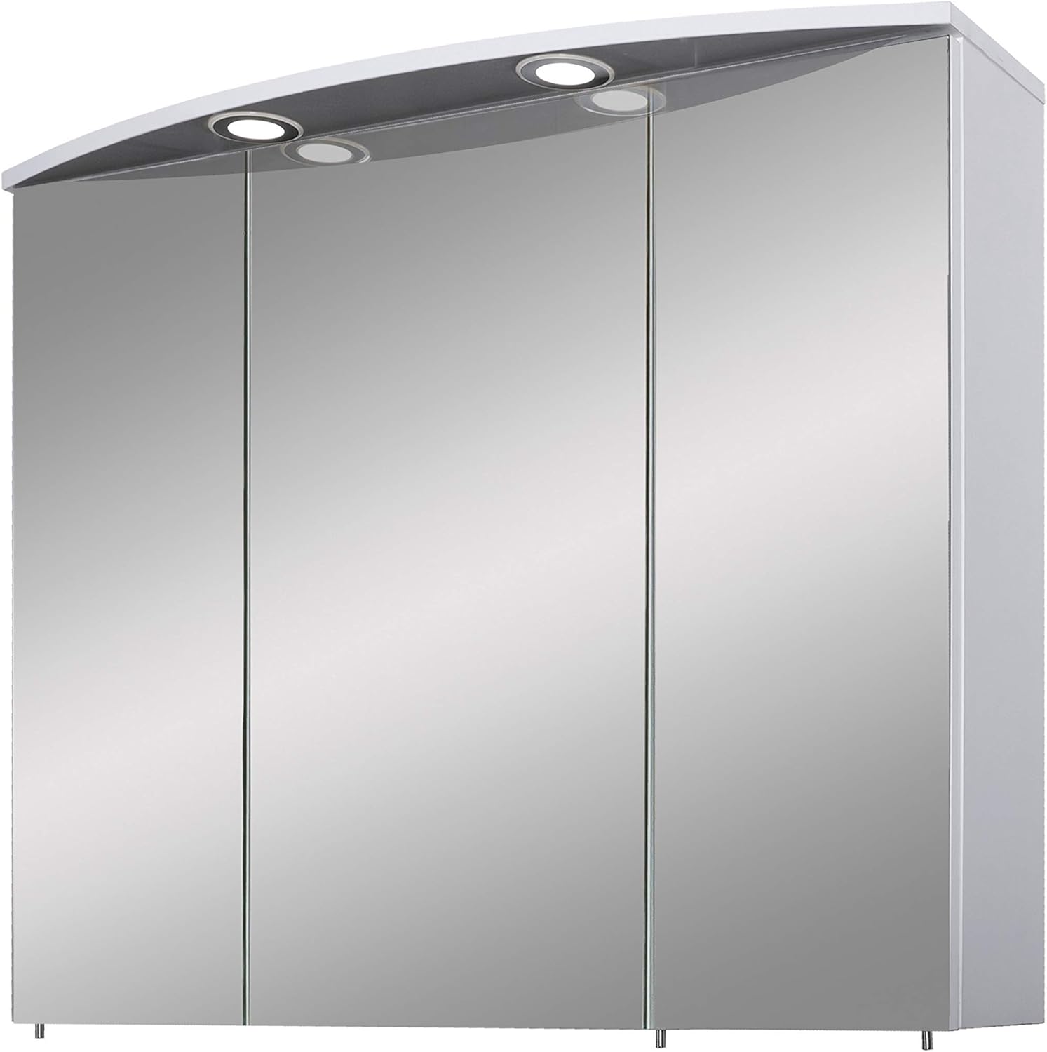 Schildmeyer Verona LED armoire toilette miroir blanc brillant - 70,5 x 16 x 72,5 cm montage mural - 3 portes réglables - meuble salle de bain éclairé-Nestuphut