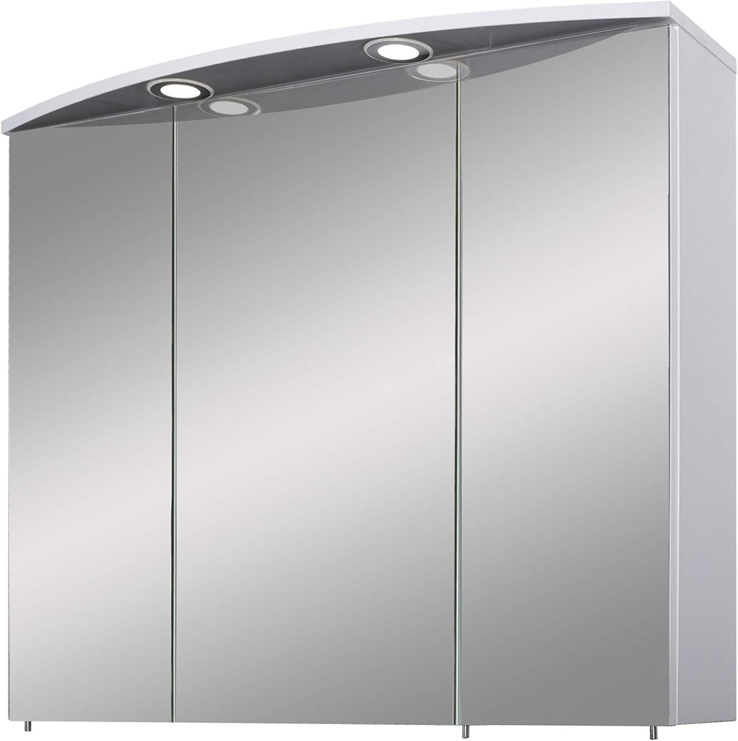 Schildmeyer Verona LED armoire toilette miroir blanc brillant - 70,5 x 16 x 72,5 cm montage mural - 3 portes réglables - meuble salle de bain éclairé-Nestuphut