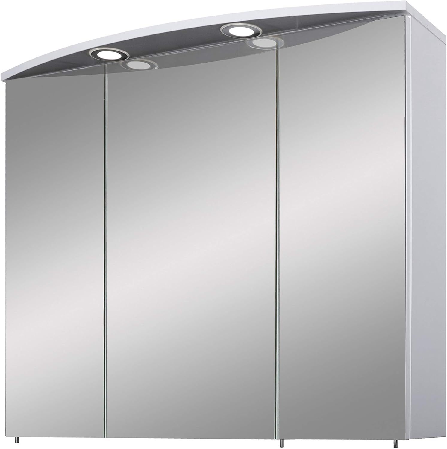 Schildmeyer Verona LED armoire toilette miroir blanc brillant - 70,5 x 16 x 72,5 cm montage mural - 3 portes réglables - meuble salle de bain éclairé-Nestuphut
