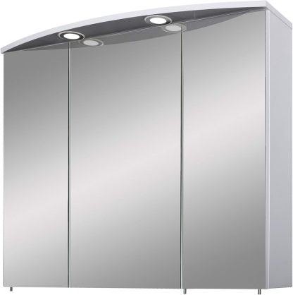Schildmeyer Verona LED armoire toilette miroir blanc brillant - 70,5 x 16 x 72,5 cm montage mural - 3 portes réglables - meuble salle de bain éclairé-Nestuphut