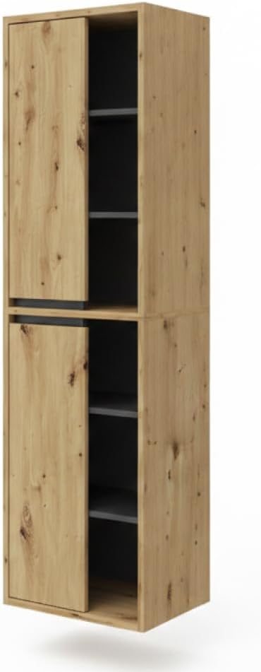 Vicco Viola armoire salle de bain chêne artisan - 50 x 33 x 170 cm bois d ingénierie - porte battante pieds réglables - montage mural limite 15 kg-Nestuphut