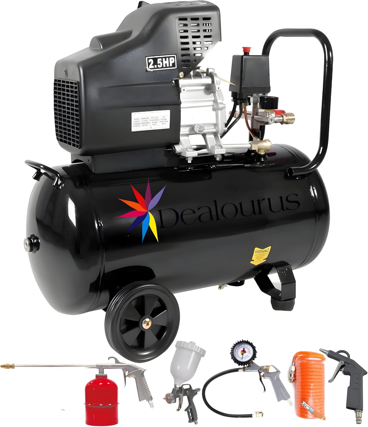 Compresseur d'air portable Dealourus 50 L 2,5 CV 240 V 9,6 CFM avec kit de 5 outils pour gonflage pneus et peinture-Nestuphut