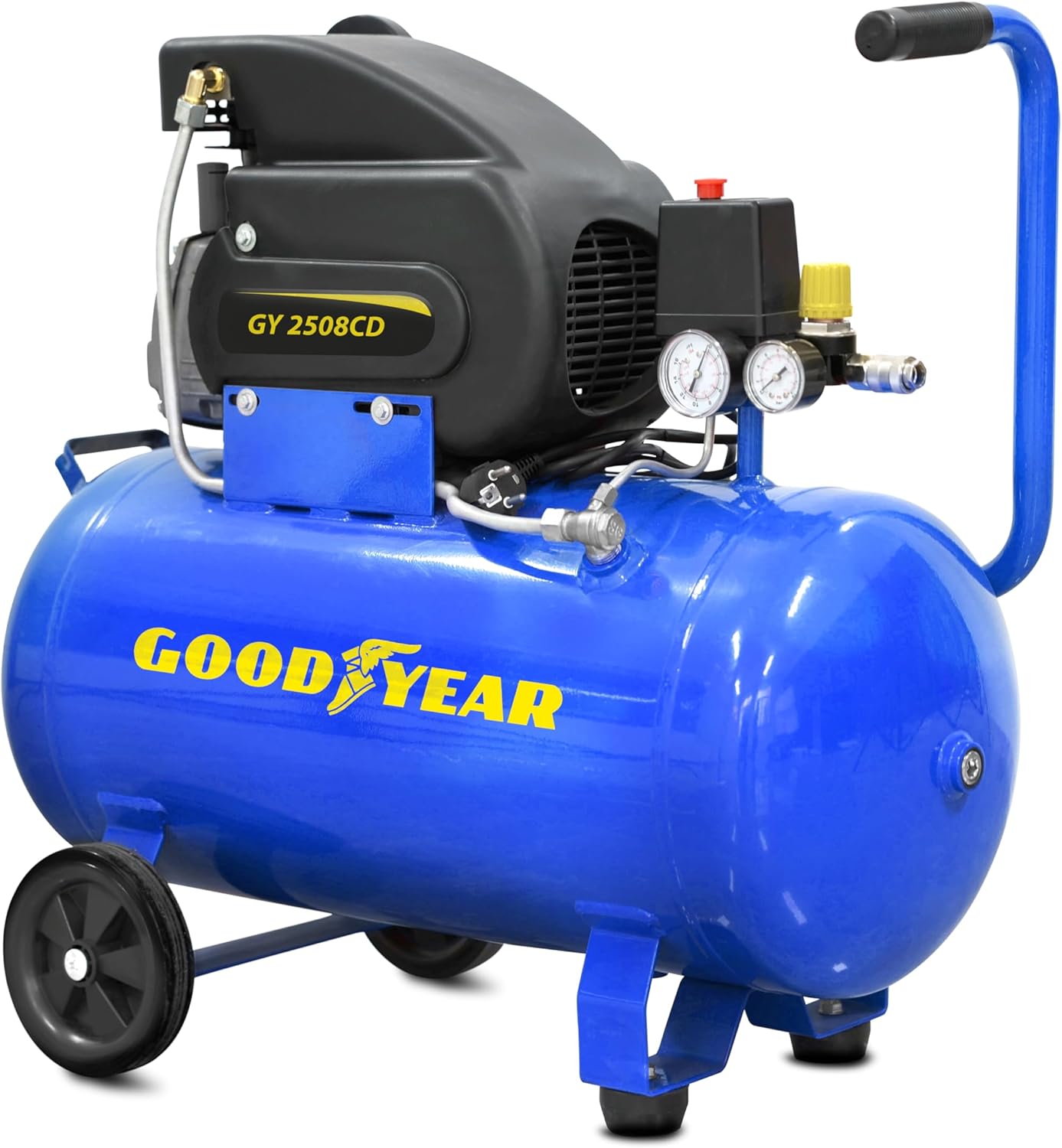 Compresseur d'air GOODYEAR 50 L 230 V 8 bar 115 PSI 2 CV bleu acier inoxydable débit max 210 L par min silencieux-Nestuphut