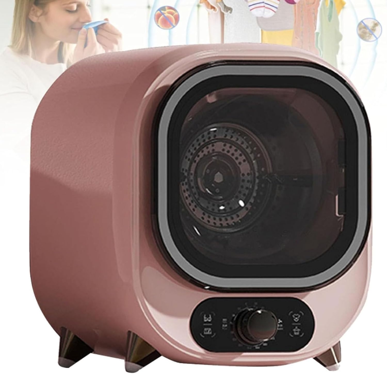 Sèche linge condensation portable rose - capacité 5 kg avec essoreuse 0,8 kg - petit appareil pour la maison - charge supérieure acier inoxydable-Nestuphut