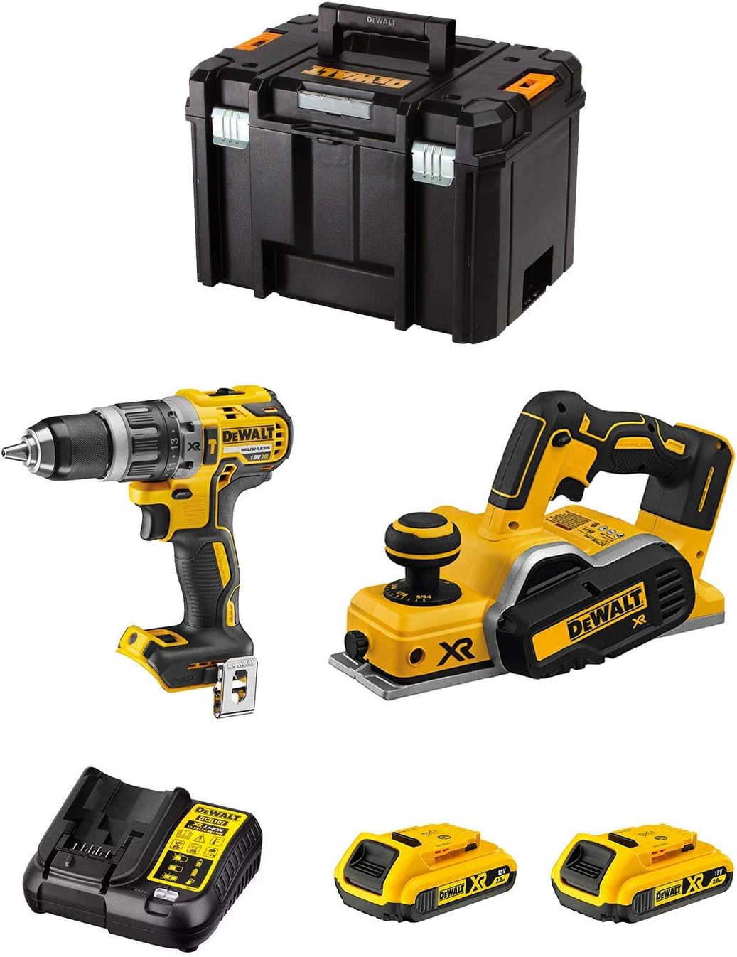 Kit DeWalt DWK207 18 V - perceuse à percussion rabot 2 batteries 2,0 Ah chargeur TSTAK VI-Nestuphut