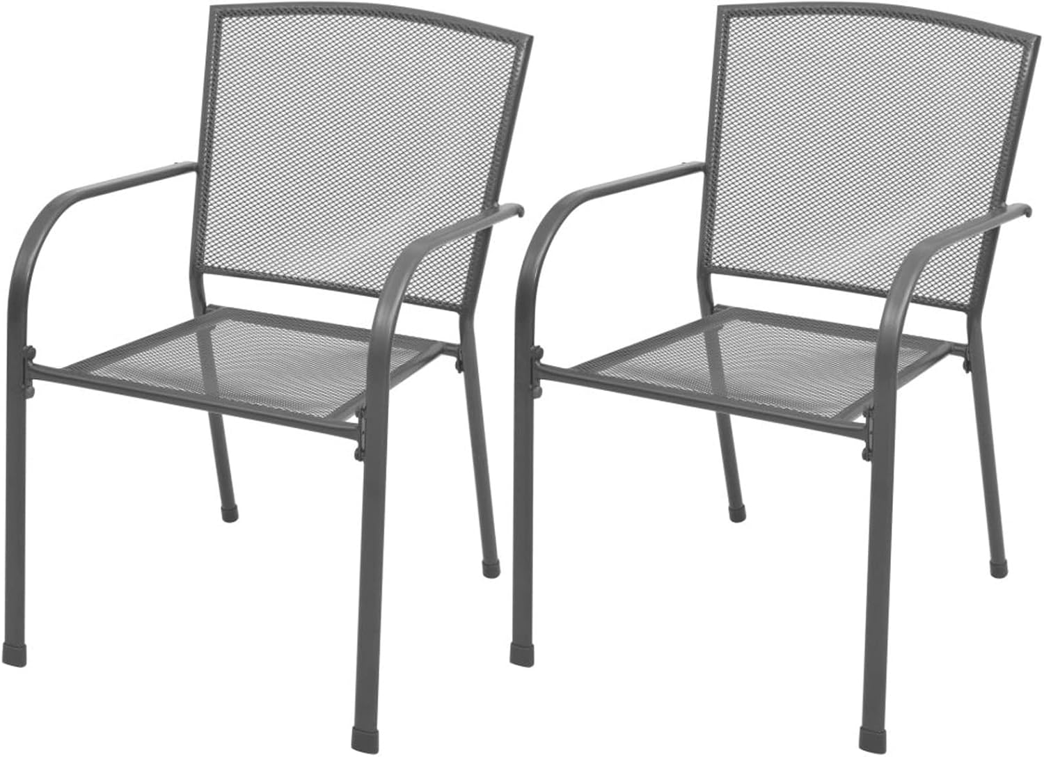 Lot de 2 chaises de jardin empilables MOONAIRY en acier gris avec finition poudre pour salle à manger extérieure-Nestuphut