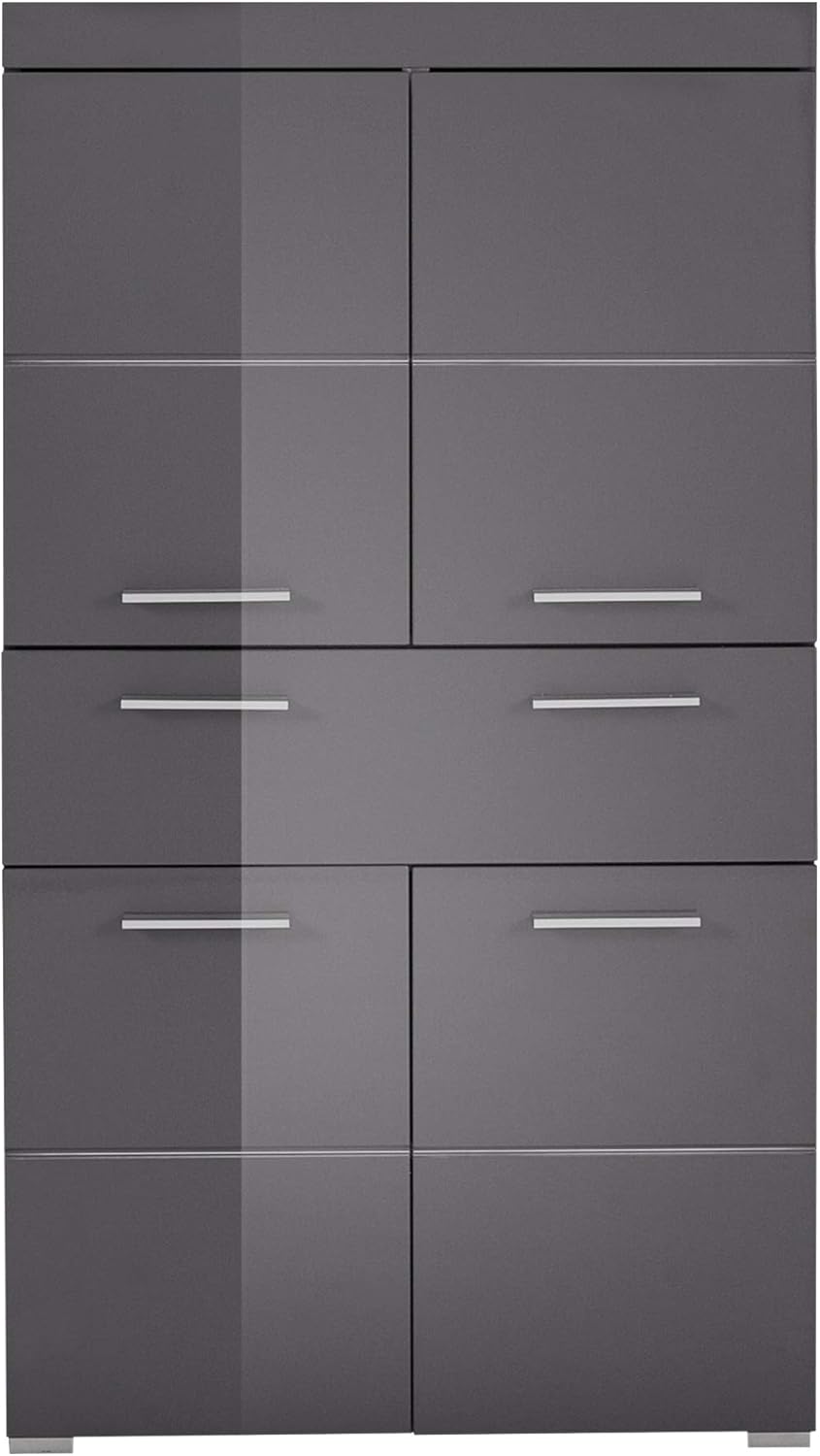 Meuble salle de bain Trendteam Amanda meuble haut mural 73 x 132 x 31 cm gris et gris brillant rangement accessoires-Nestuphut